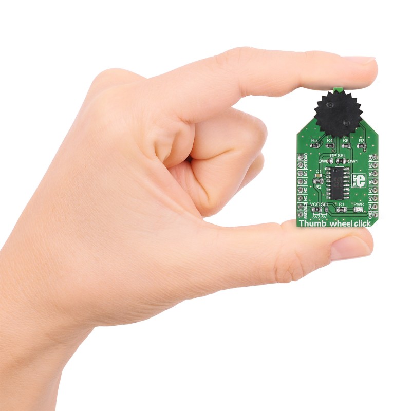 Thumbwheel click board with 10position rotary switch